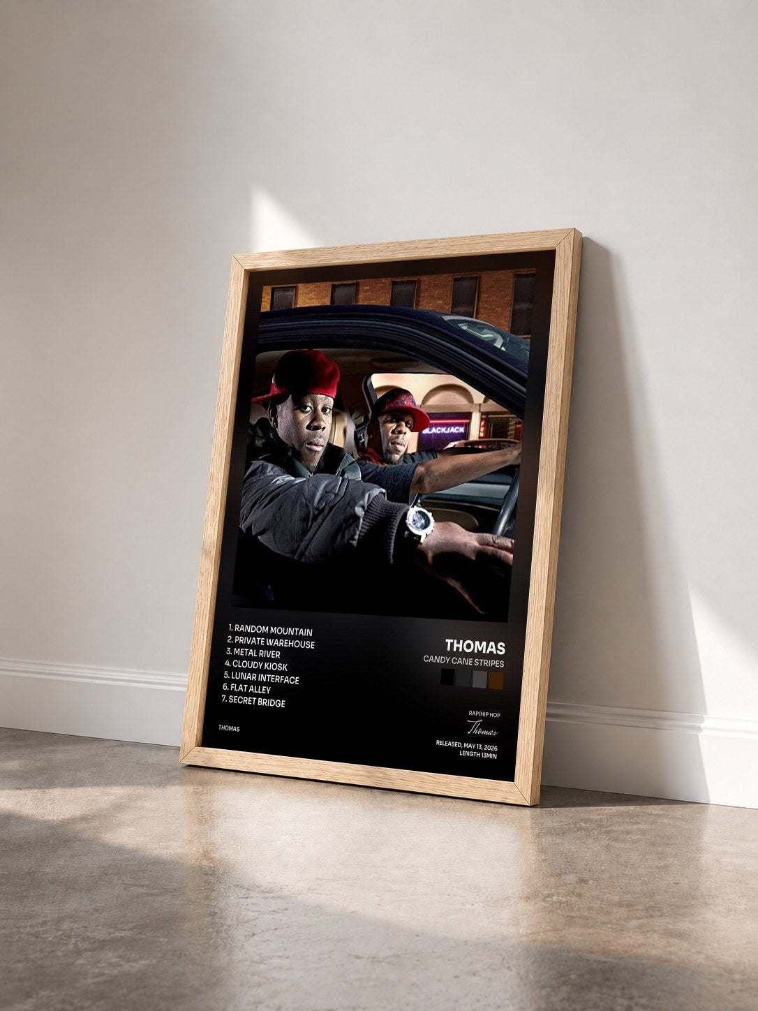 #bois Tableau de l'album Candy Cane Stripes de Thomas vu de trois quarts, cadre en bois brut