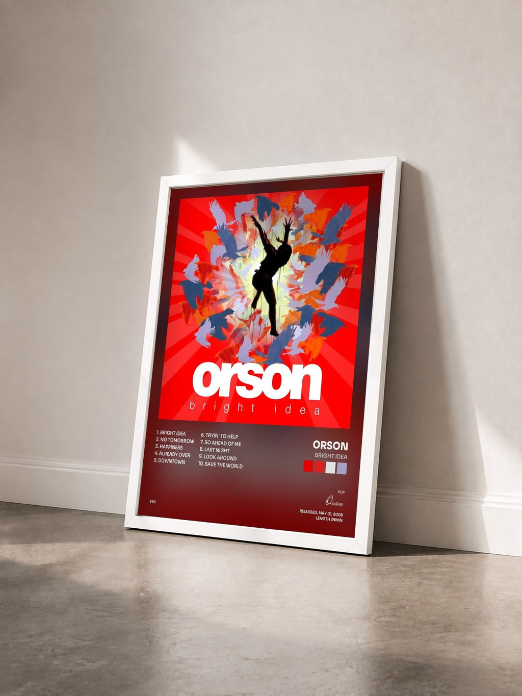 #blanc Tableau de l'album Bright Idea de Orson vu de trois quarts, cadre blanc