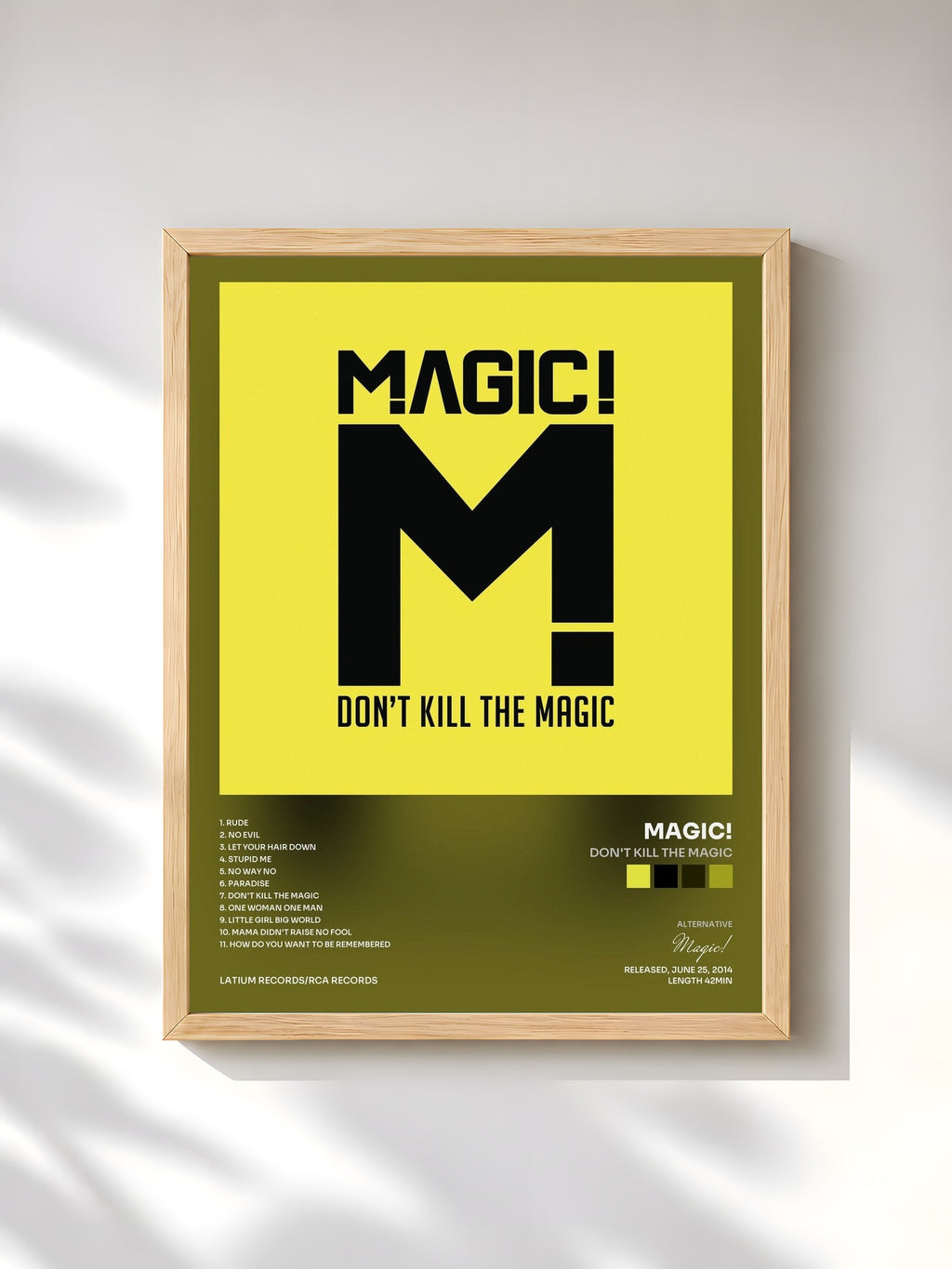 #bois Tableau de l'album Don't Kill the Magic de Magic!, cadre en bois brut, imprimé et encadré en France