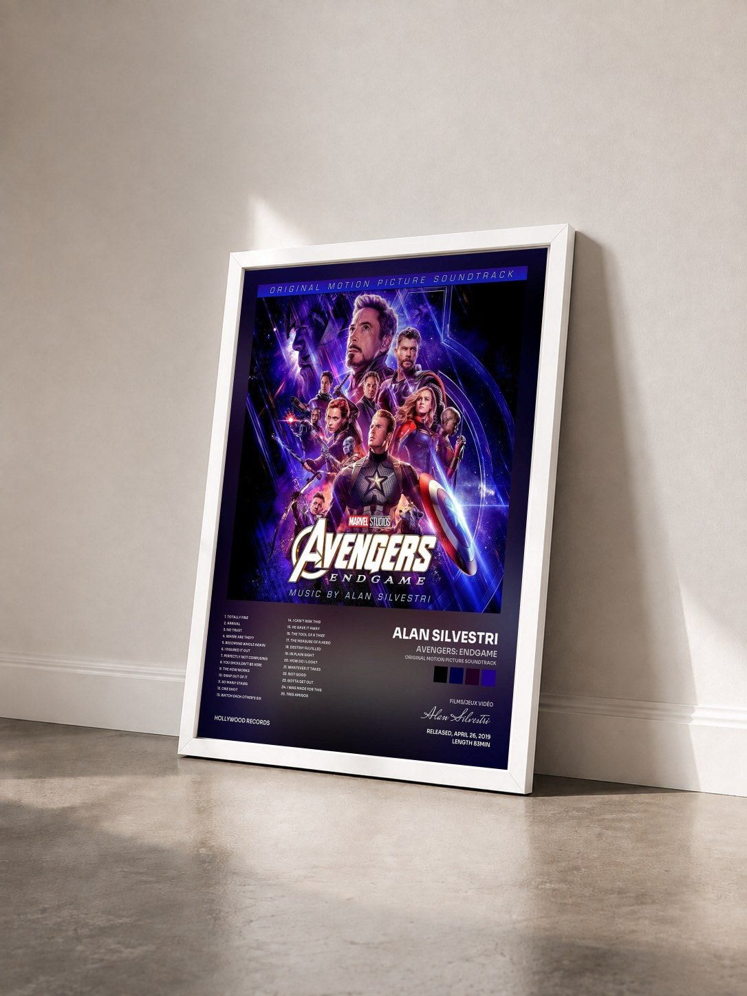 #blanc Tableau de l'album Avengers: Endgame (Original Motion Picture Soundtrack) de Alan Silvestri vu de trois quarts, cadre blanc