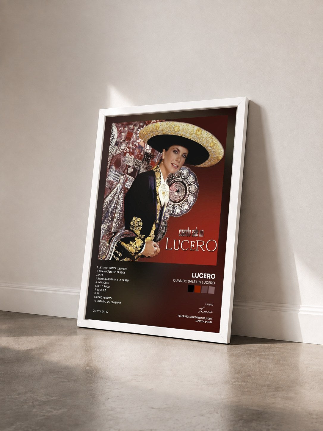 #blanc Tableau de l'album Cuando Sale Un Lucero de Lucero vu de trois quarts, cadre blanc