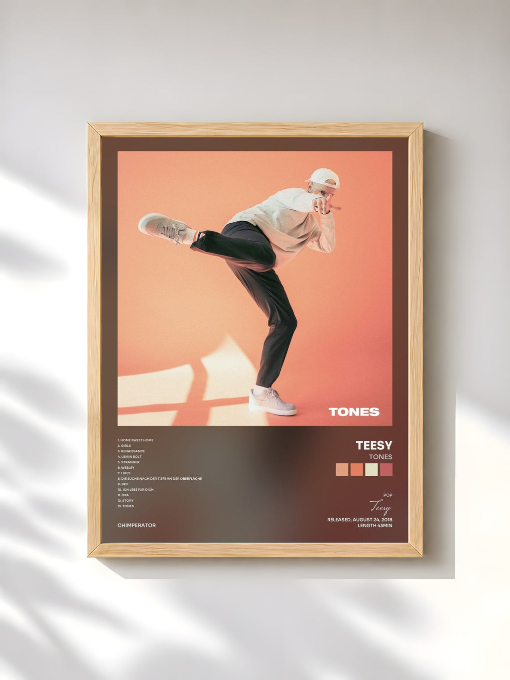 #bois Tableau de l'album Tones de Teesy, cadre en bois brut, imprimé et encadré en France