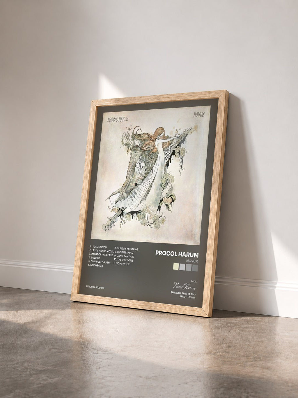 #bois Tableau de l'album Novum de Procol Harum vu de trois quarts, cadre en bois brut