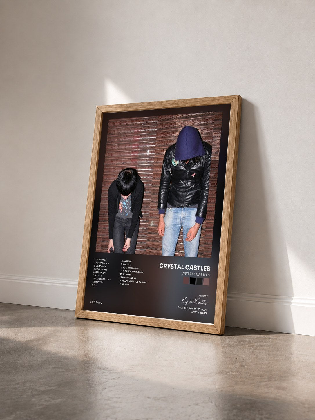 #bois Tableau de l'album Crystal Castles de Crystal Castles vu de trois quarts, cadre en bois brut