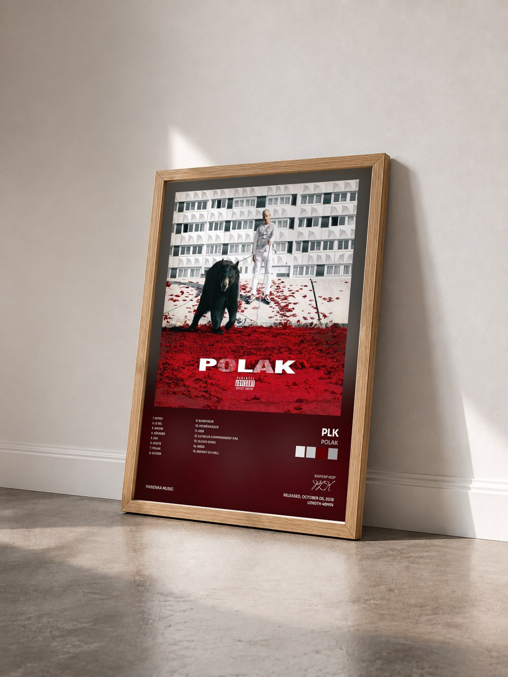 #bois Tableau de l'album Polak de PLK vu de trois quarts, cadre en bois brut