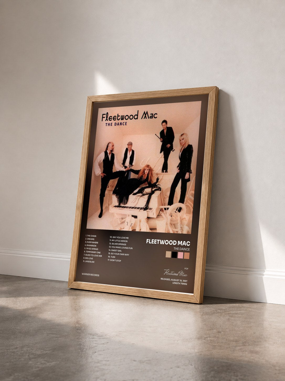 #bois Tableau de l'album The Dance de Fleetwood Mac vu de trois quarts, cadre en bois brut