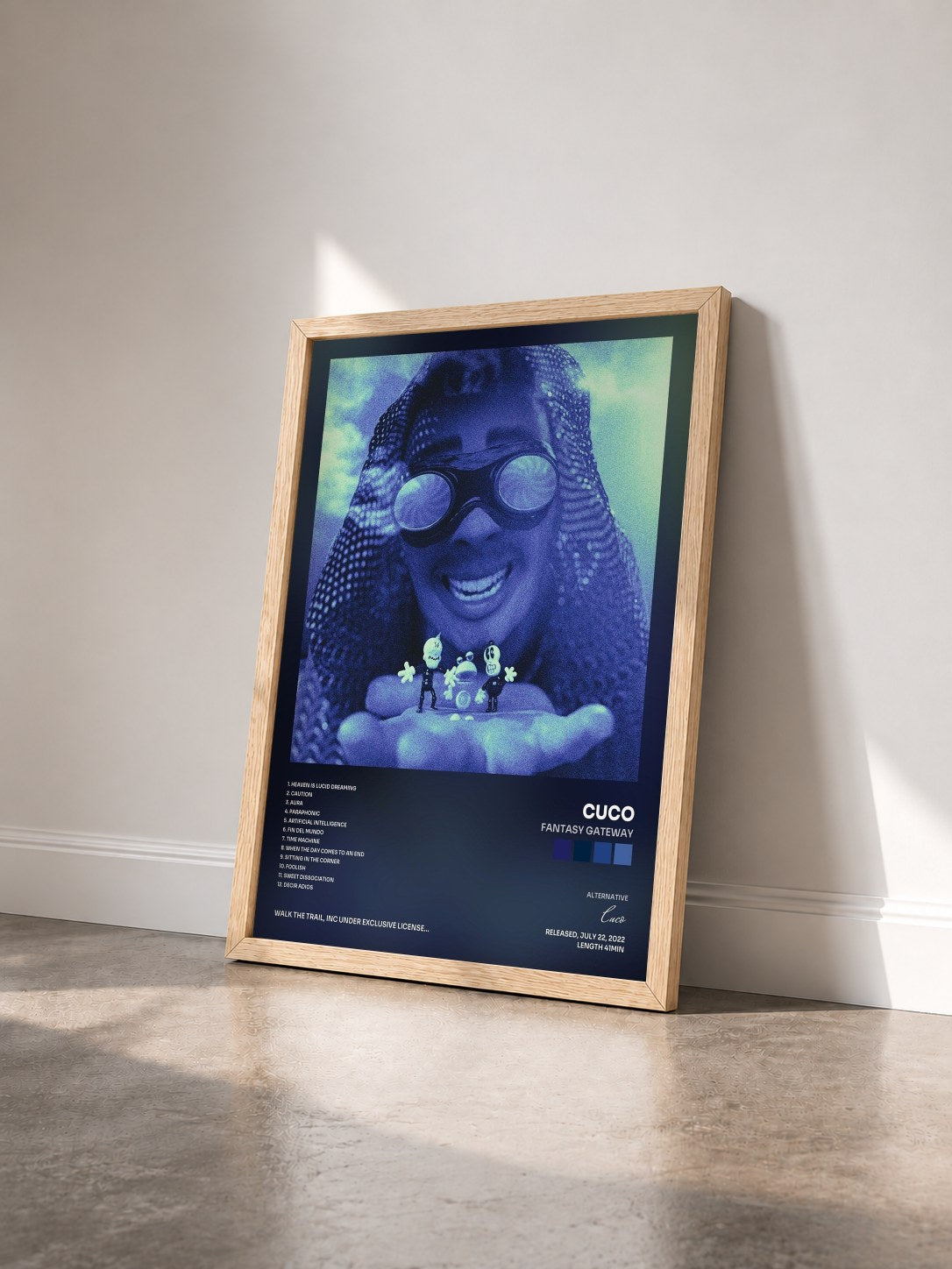 #bois Tableau de l'album Fantasy Gateway de Cuco vu de trois quarts, cadre en bois brut