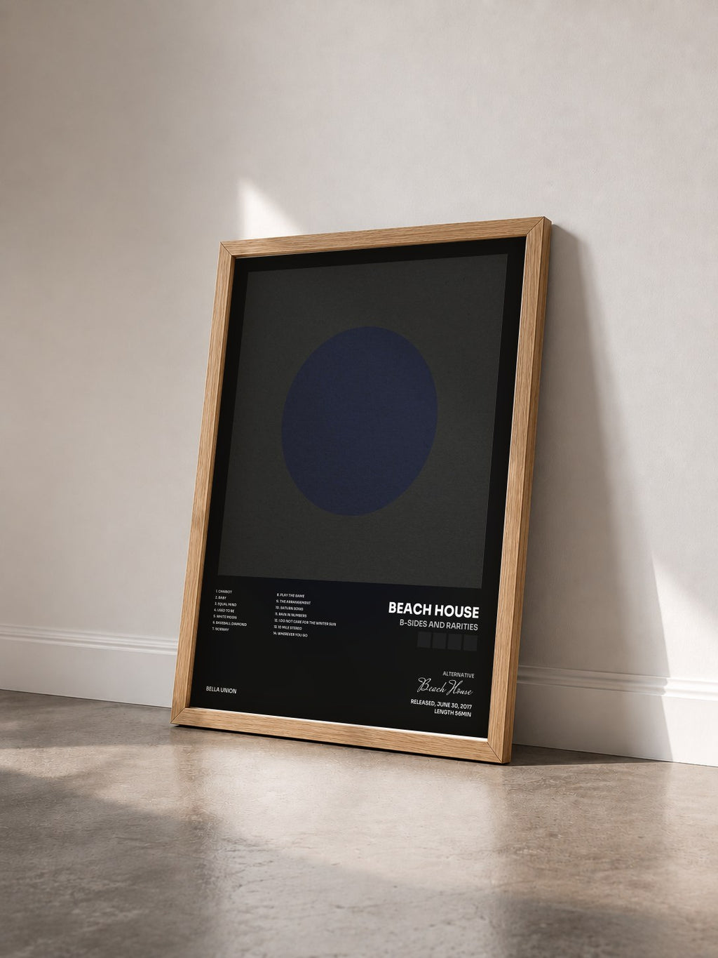 #bois Tableau de l'album B-Sides and Rarities de Beach House vu de trois quarts, cadre en bois brut