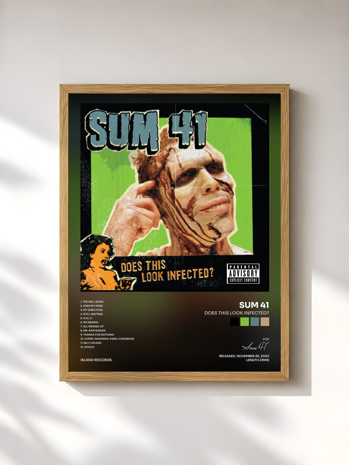 #bois Tableau de l'album Does This Look Infected? de Sum 41, cadre en bois brut, imprimé et encadré en France