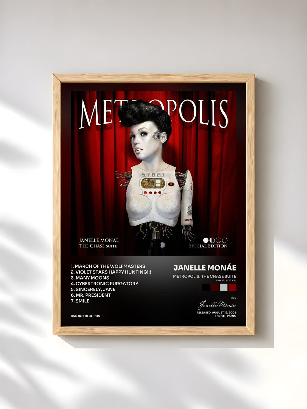 #bois Tableau de l'album Metropolis: The Chase Suite (Special Edition) de Janelle Monáe, cadre en bois brut, imprimé et encadré en France