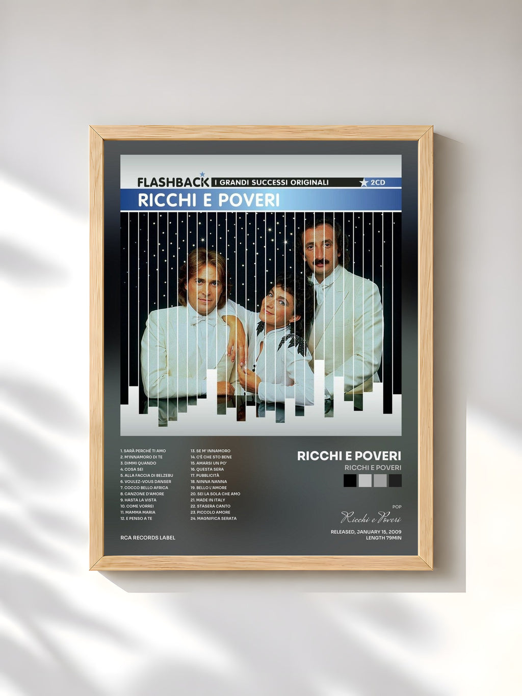 #bois Tableau de l'album Ricchi e Poveri de Ricchi e Poveri, cadre en bois brut, imprimé et encadré en France