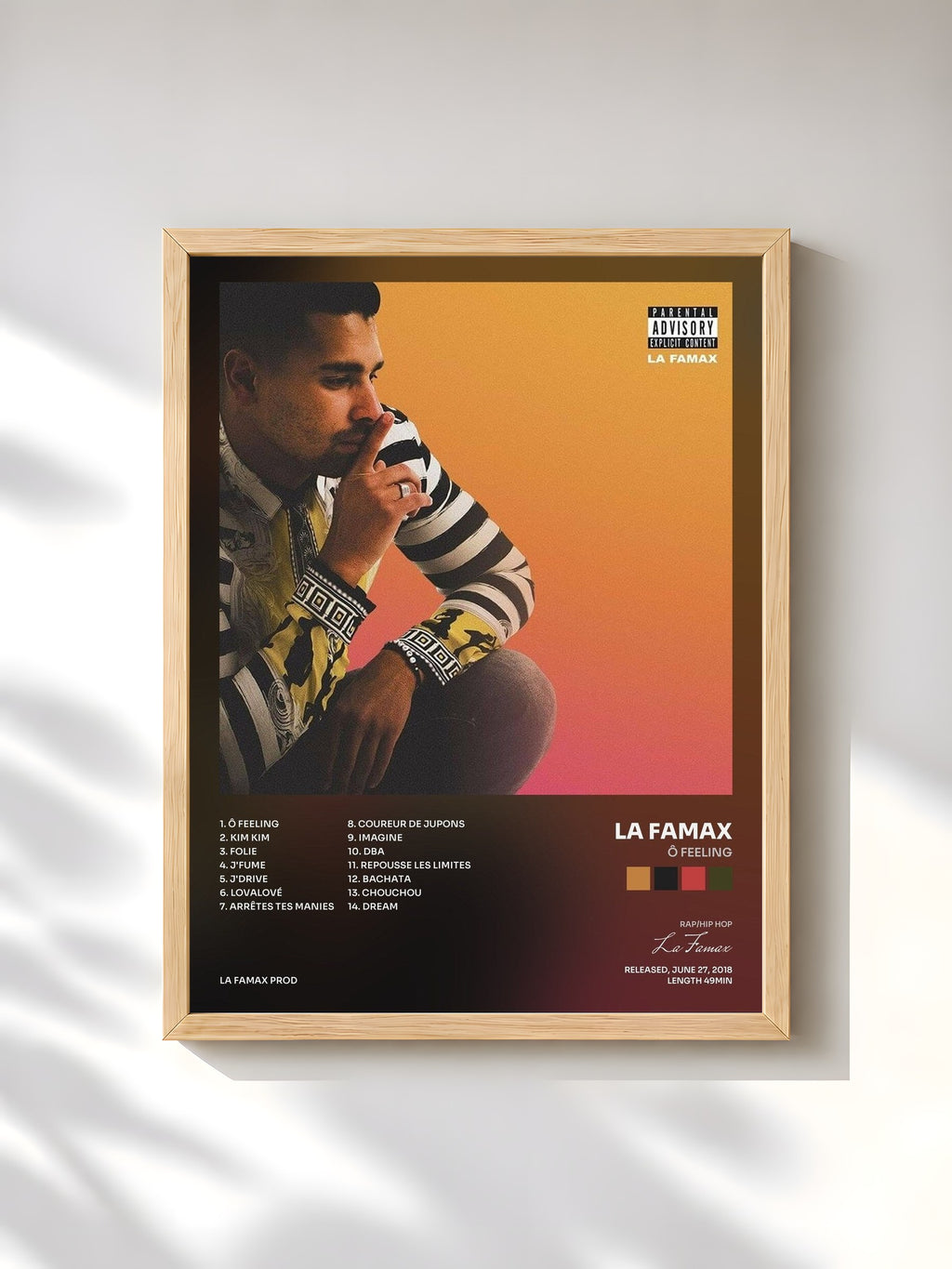 #bois Tableau de l'album Ô Feeling de La Famax, cadre en bois brut, imprimé et encadré en France