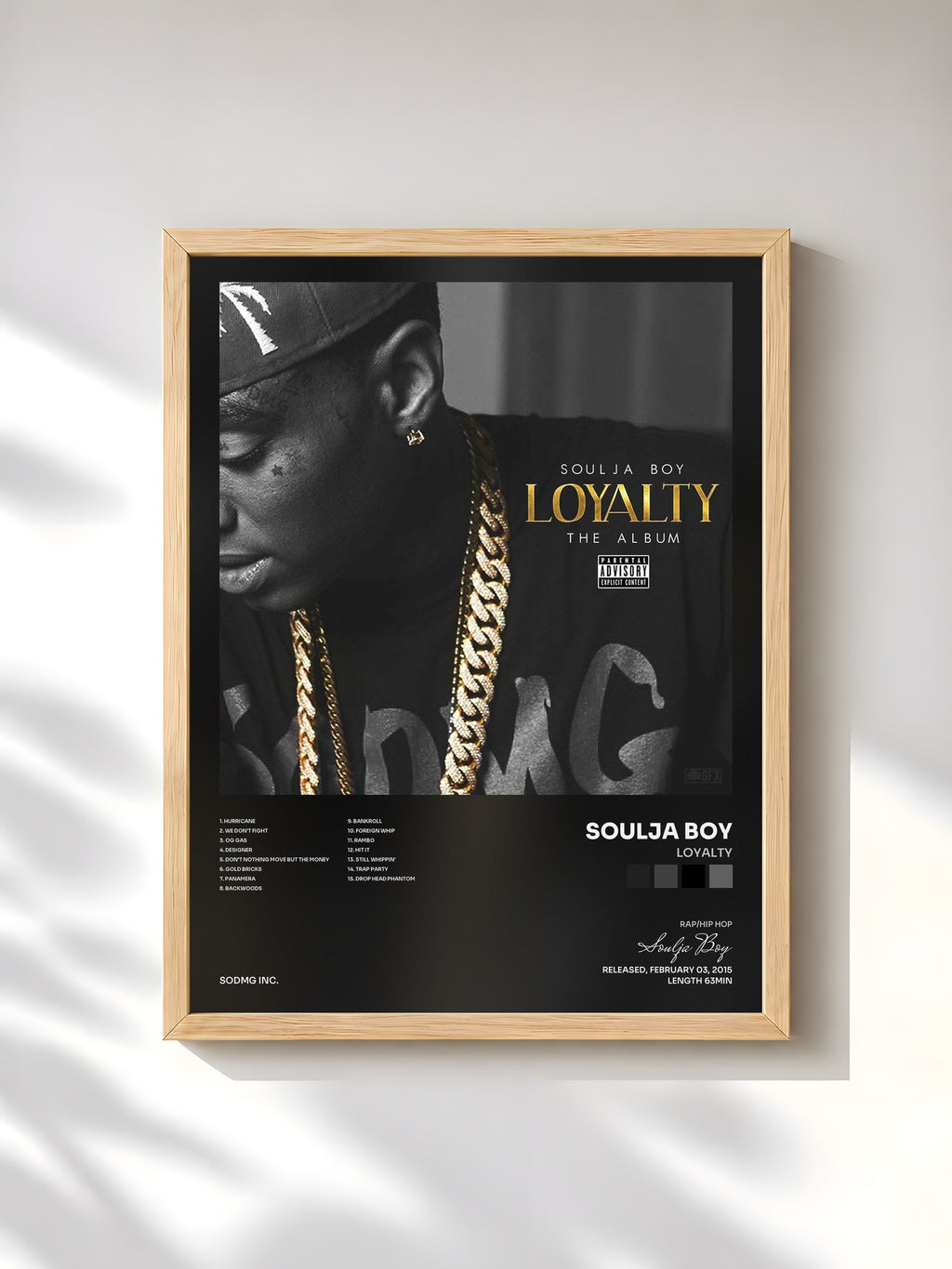 #bois Tableau de l'album Loyalty de Soulja Boy, cadre en bois brut, imprimé et encadré en France