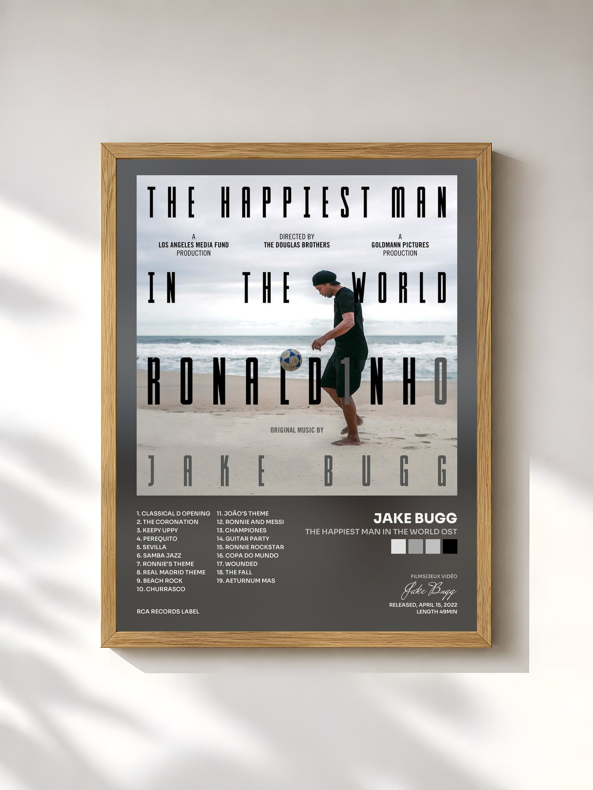 #bois Tableau de l'album The Happiest Man in the World OST de Jake Bugg, cadre en bois brut, imprimé et encadré en France