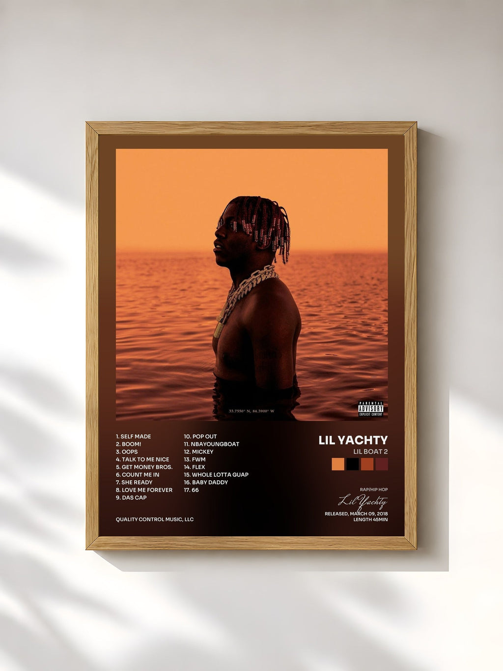#bois Tableau de l'album Lil Boat 2 de Lil Yachty, cadre en bois brut, imprimé et encadré en France