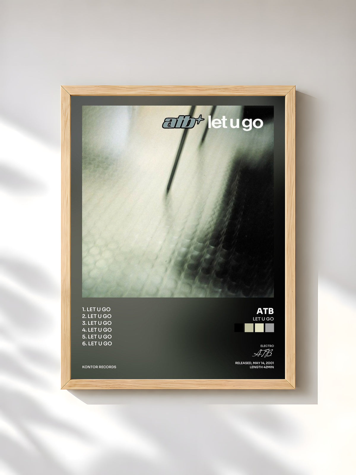 #bois Tableau de l'album Let U Go de ATB, cadre en bois brut, imprimé et encadré en France