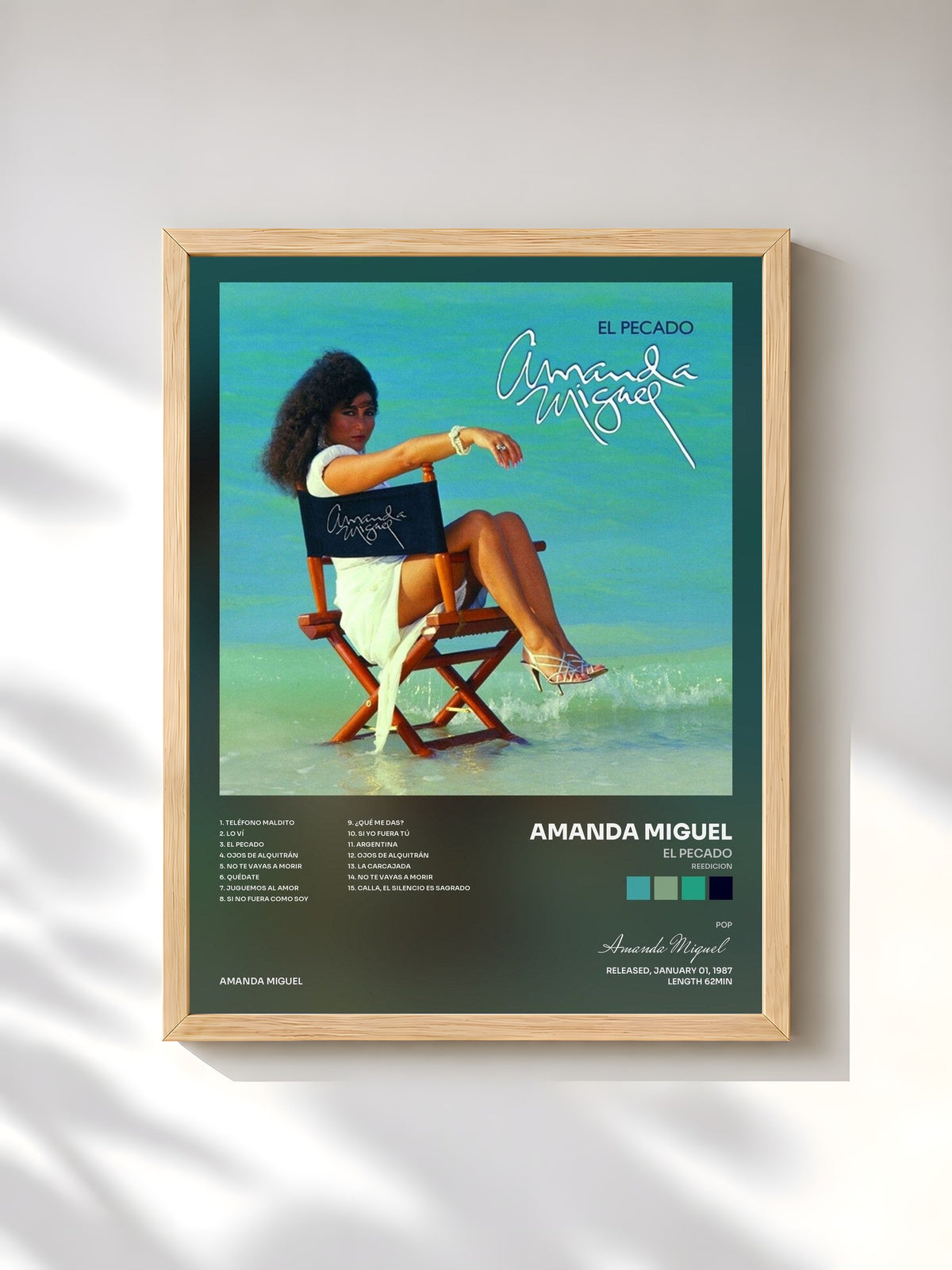#bois Tableau de l'album El Pecado (Reedición) de Amanda Miguel, cadre en bois brut, imprimé et encadré en France