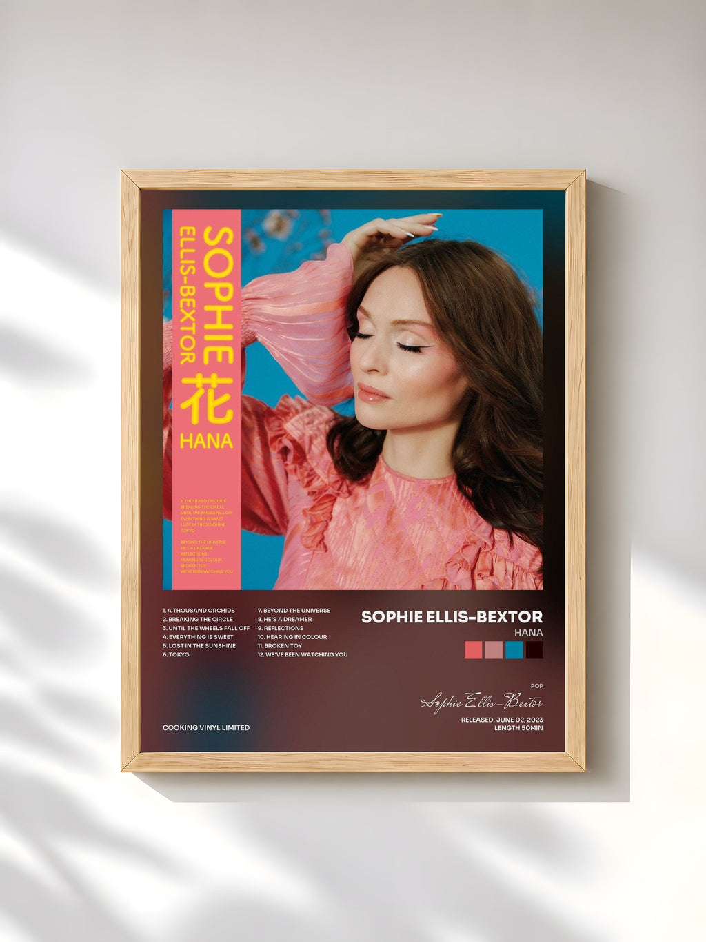 #bois Tableau de l'album HANA de Sophie Ellis-Bextor, cadre en bois brut, imprimé et encadré en France