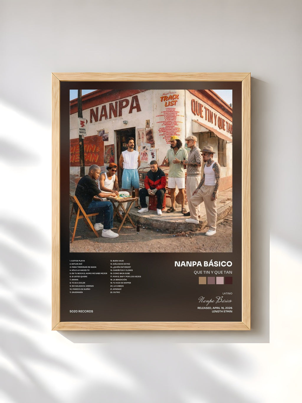 #bois Tableau de l'album Que Tin y Que Tan de Nanpa Básico, cadre en bois brut, imprimé et encadré en France