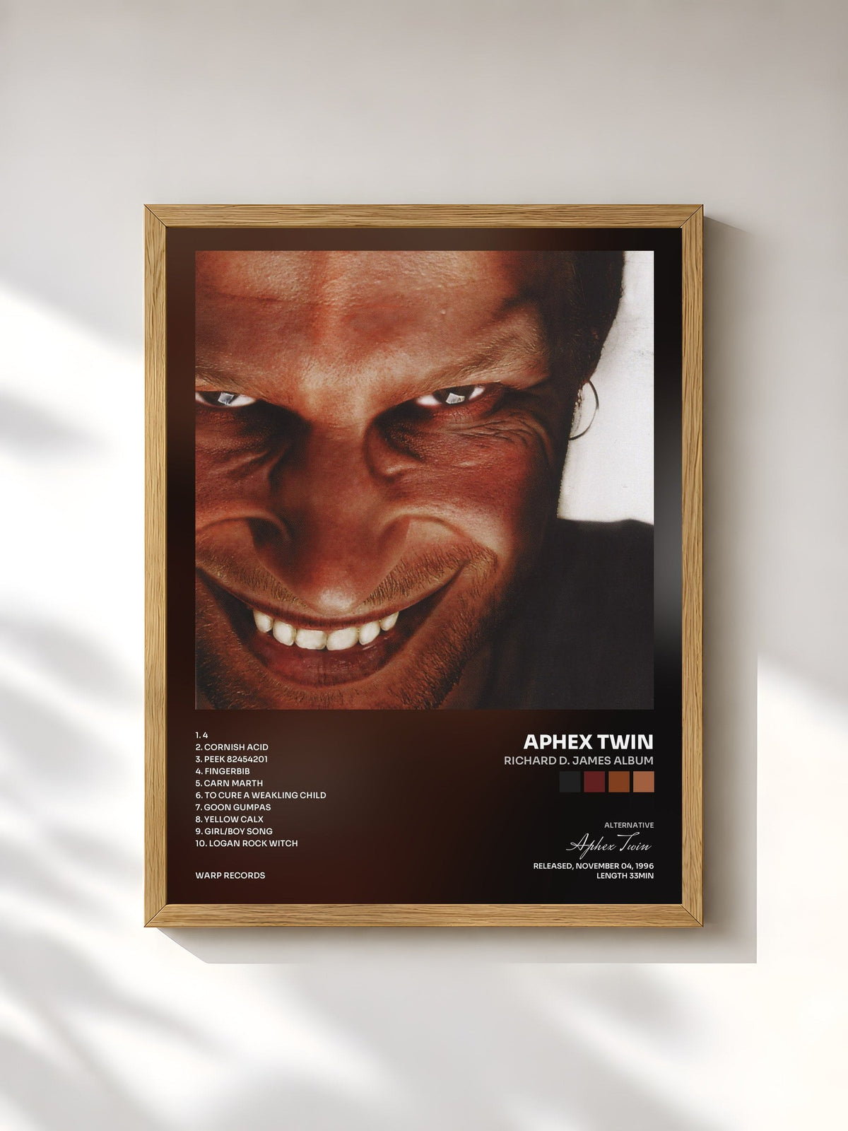 #bois Tableau de l'album Richard D. James Album de Aphex Twin, cadre en bois brut, imprimé et encadré en France