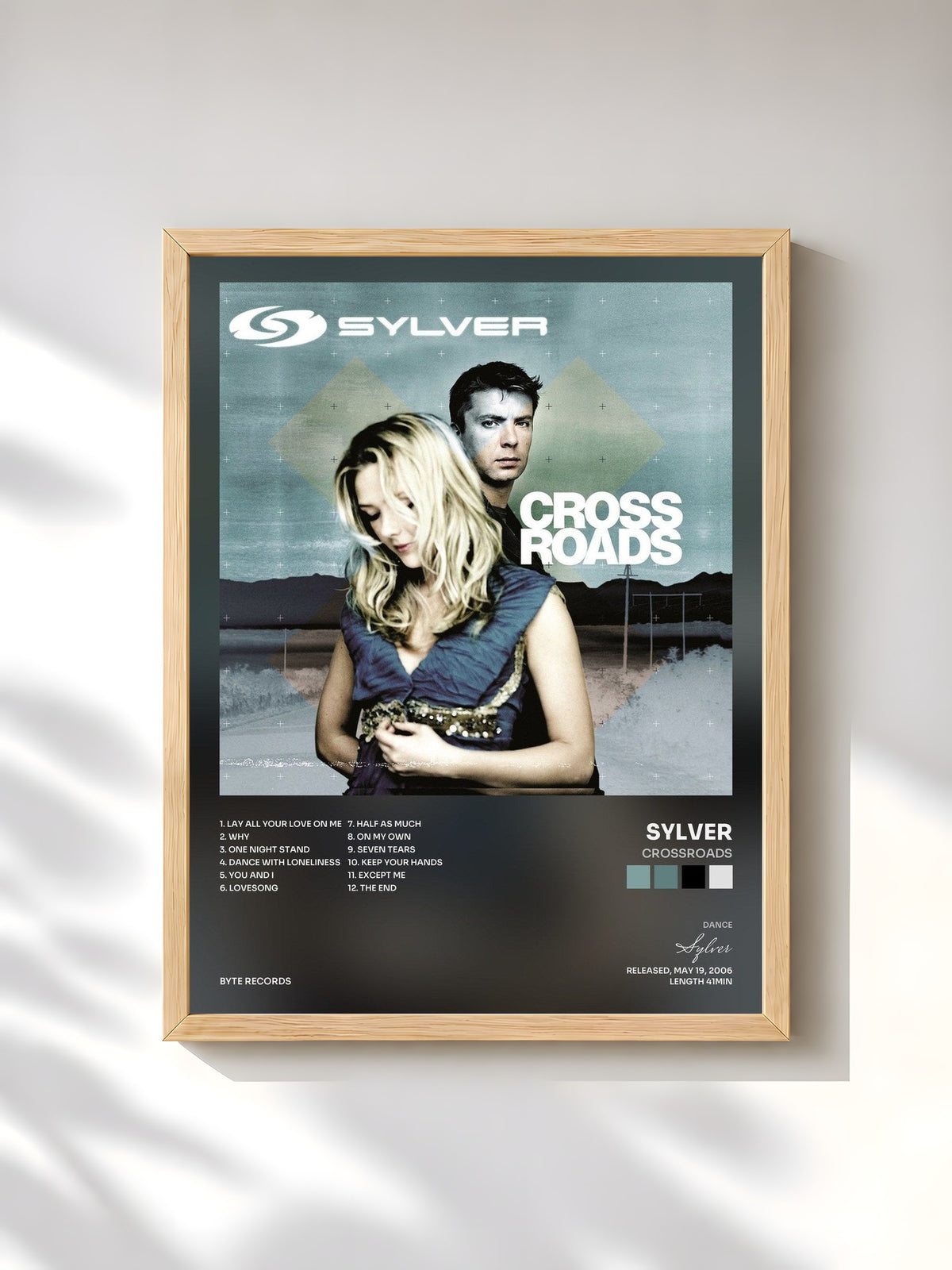 #bois Tableau de l'album Crossroads de Sylver, cadre en bois brut, imprimé et encadré en France