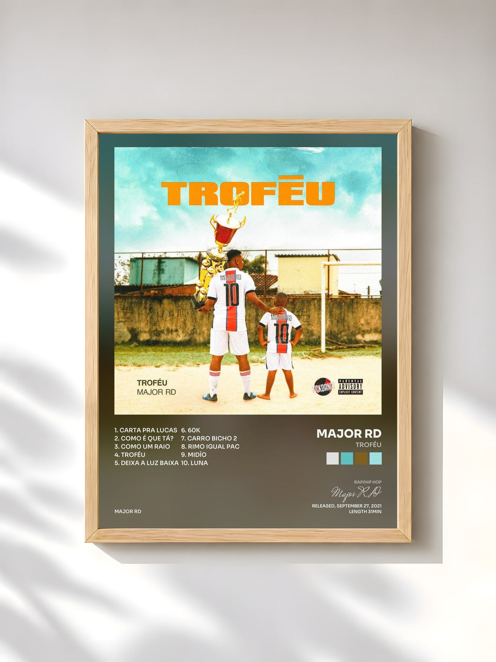 #bois Tableau de l'album Troféu de Major RD, cadre en bois brut, imprimé et encadré en France