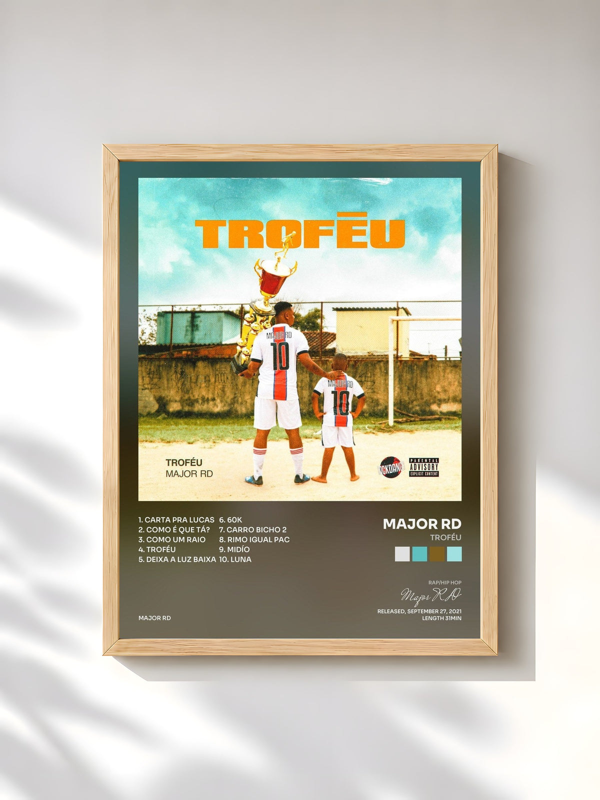 #bois Tableau de l'album Troféu de Major RD, cadre en bois brut, imprimé et encadré en France