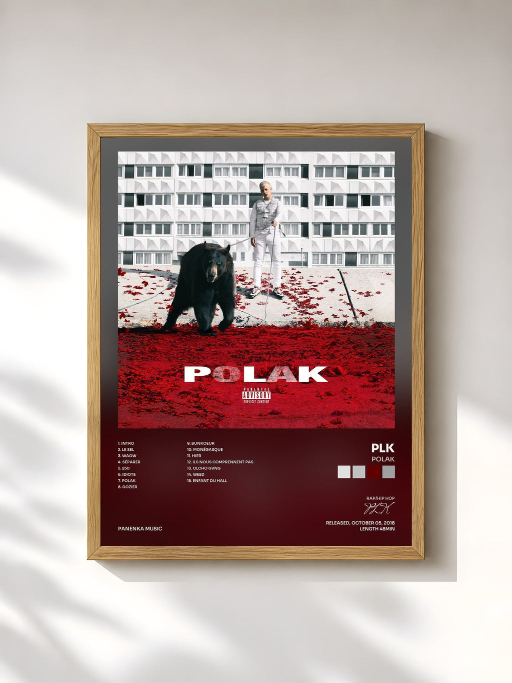 #bois Tableau de l'album Polak de PLK, cadre en bois brut, imprimé et encadré en France