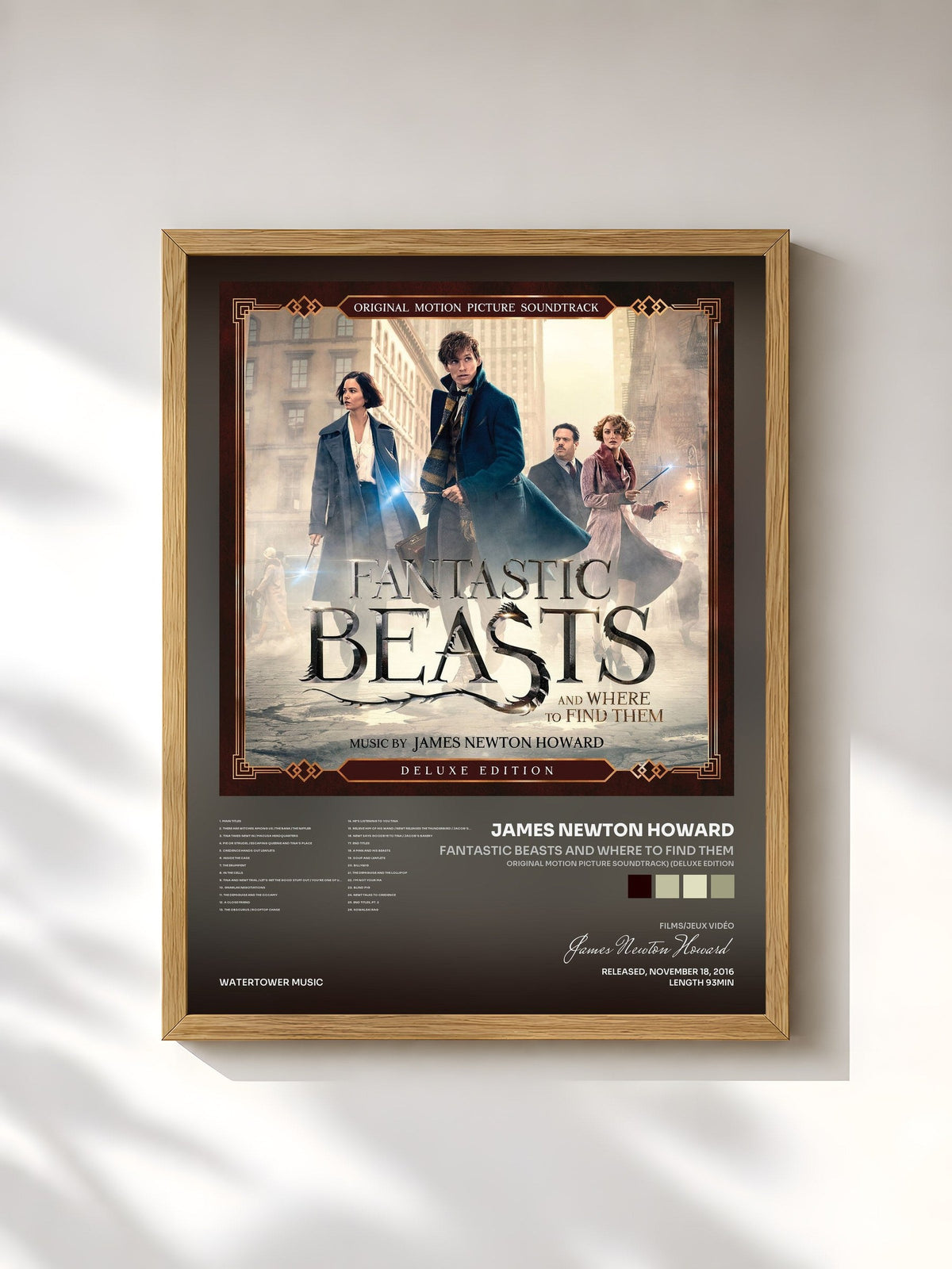 #bois Tableau de l'album Fantastic Beasts and Where to Find Them (Original Motion Picture Soundtrack) (Deluxe Edition) de James Newton Howard, cadre en bois brut, imprimé et encadré en France
