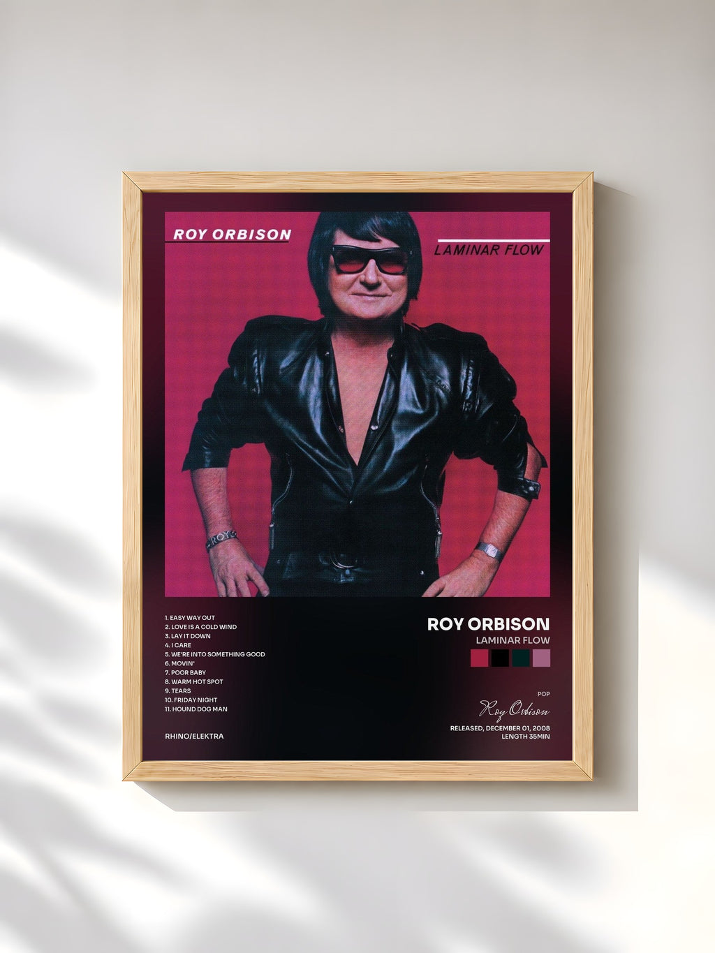 #bois Tableau de l'album Laminar Flow de Roy Orbison, cadre en bois brut, imprimé et encadré en France