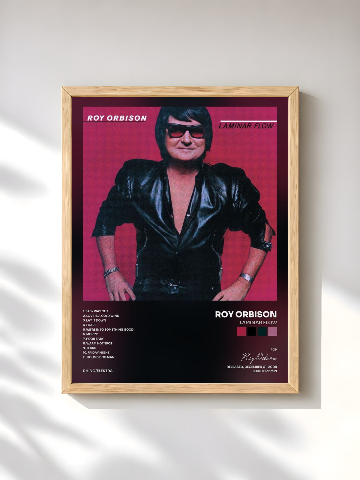 #bois Tableau de l'album Laminar Flow de Roy Orbison, cadre en bois brut, imprimé et encadré en France