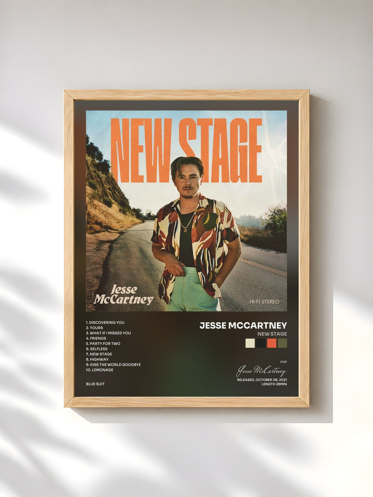 #bois Tableau de l'album New Stage de Jesse McCartney, cadre en bois brut, imprimé et encadré en France