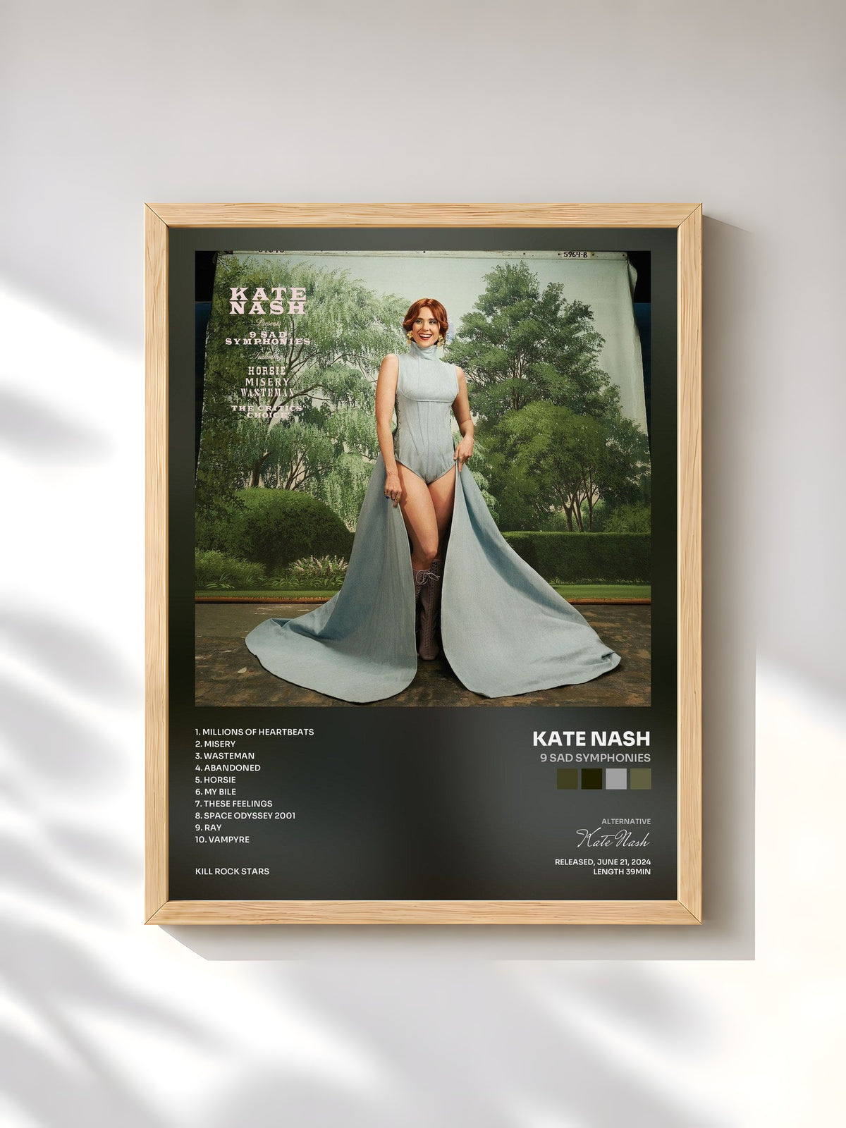 #bois Tableau de l'album 9 Sad Symphonies de Kate Nash, cadre en bois brut, imprimé et encadré en France