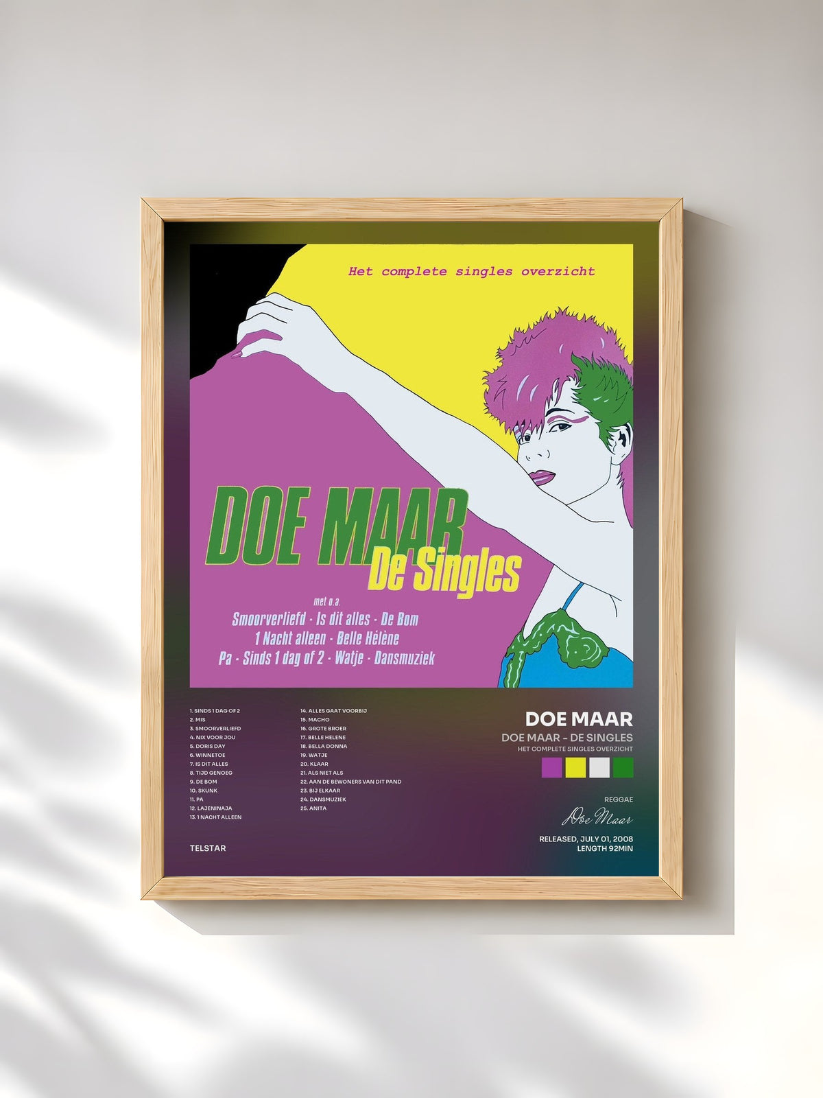 #bois Tableau de l'album Doe Maar - De Singles (Het Complete Singles Overzicht) de Doe Maar, cadre en bois brut, imprimé et encadré en France