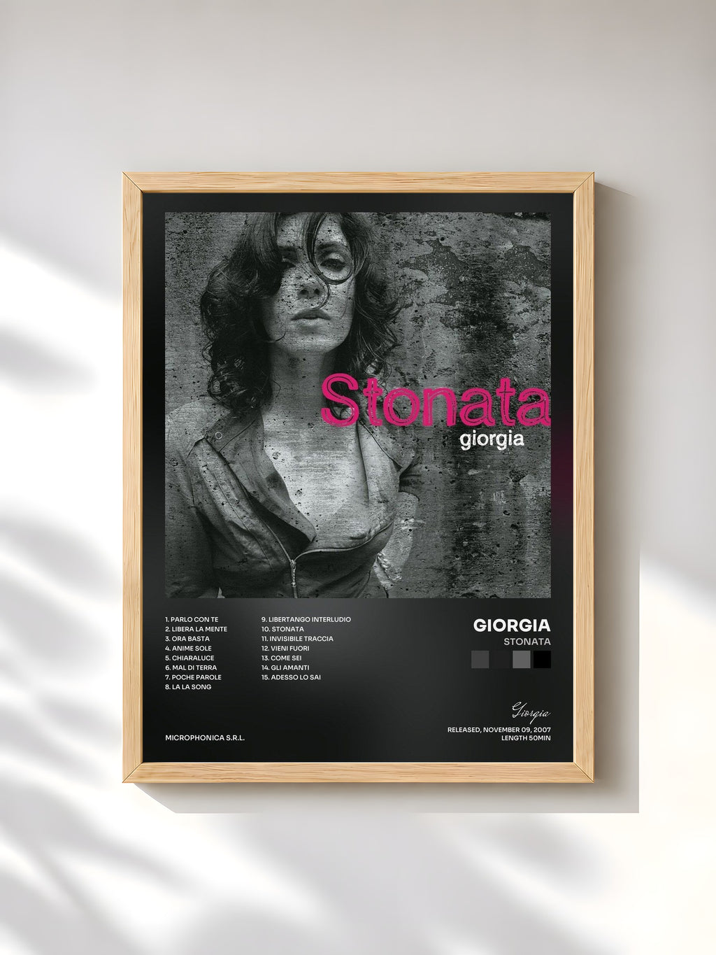 #bois Tableau de l'album Stonata de Giorgia, cadre en bois brut, imprimé et encadré en France