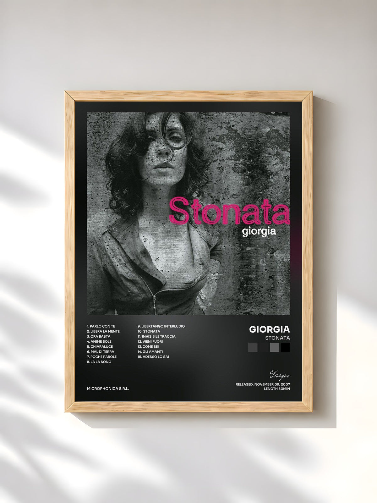 #bois Tableau de l'album Stonata de Giorgia, cadre en bois brut, imprimé et encadré en France