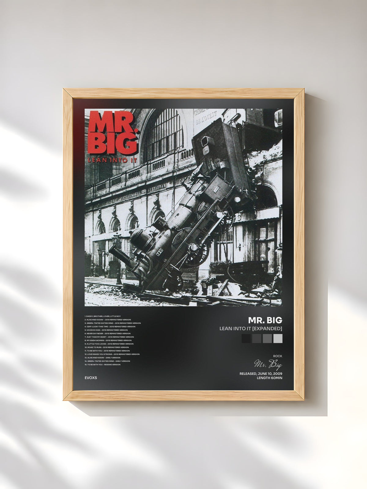 #bois Tableau de l'album Lean Into It [Expanded] de Mr. Big, cadre en bois brut, imprimé et encadré en France