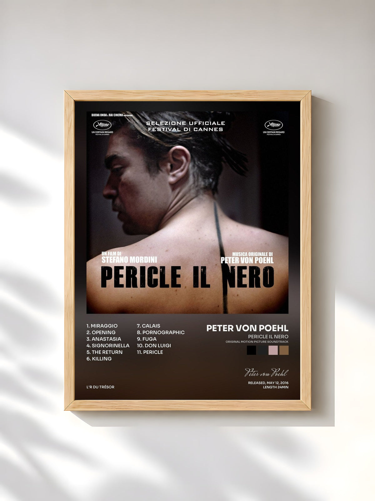 #bois Tableau de l'album Pericle il nero (Original Motion Picture Soundtrack) de Peter von Poehl, cadre en bois brut, imprimé et encadré en France