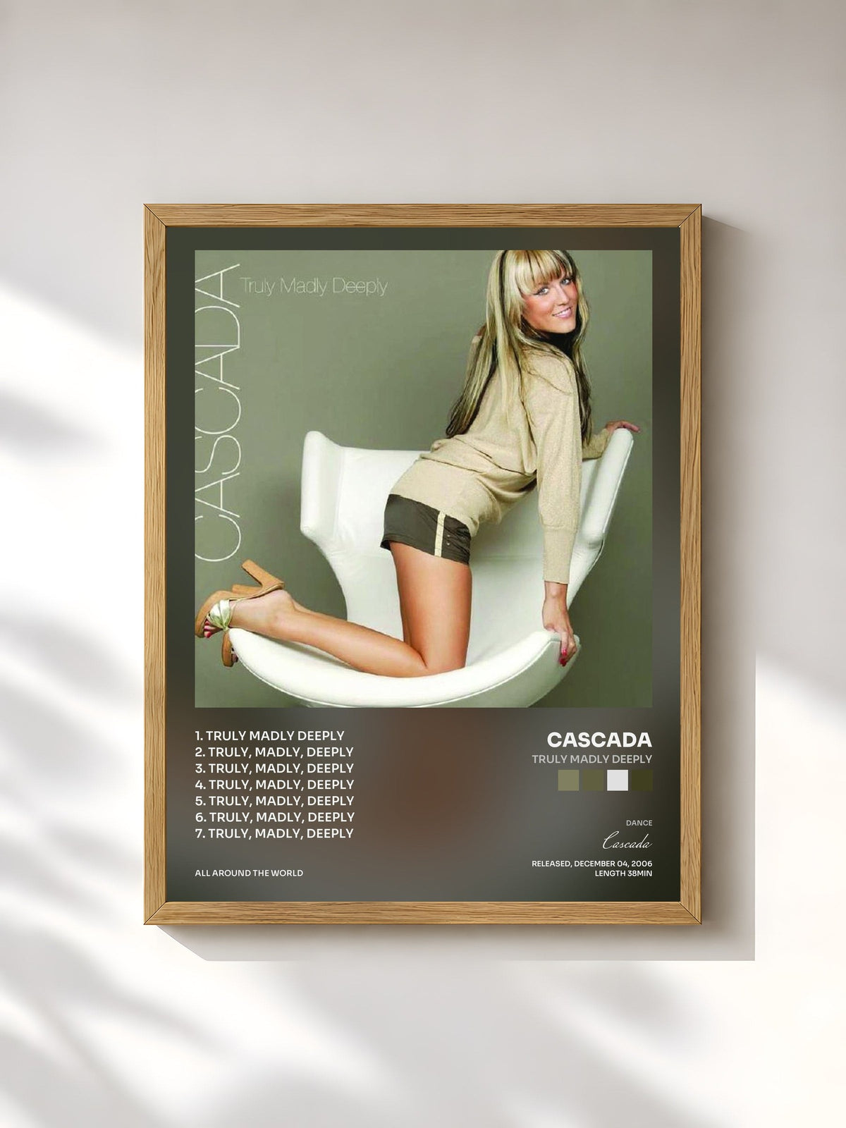 #bois Tableau de l'album Truly Madly Deeply de Cascada, cadre en bois brut, imprimé et encadré en France