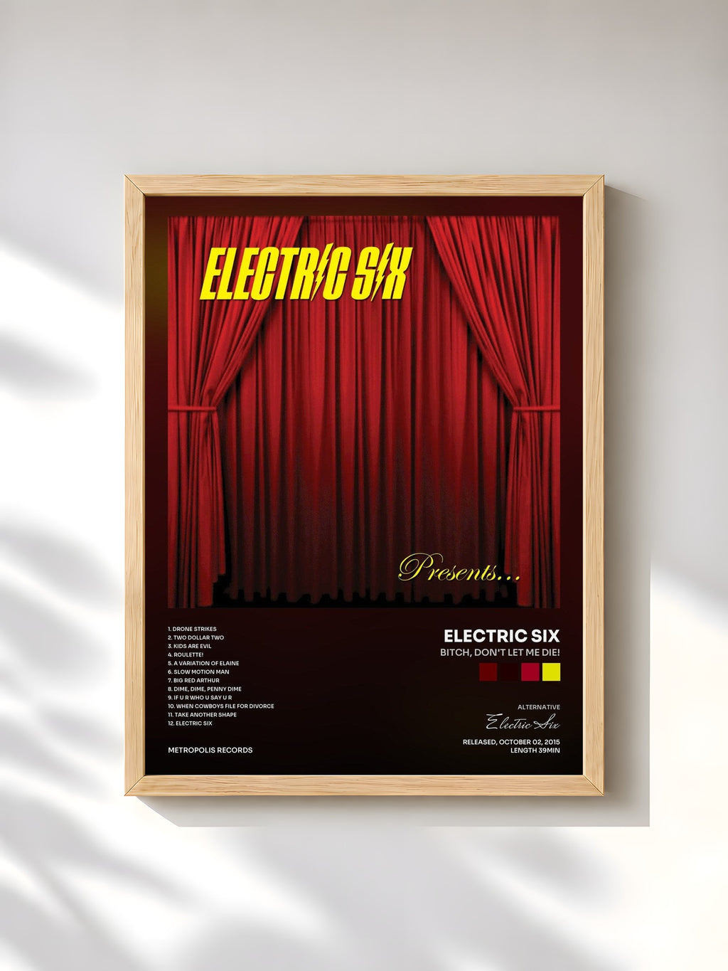 #bois Tableau de l'album Bitch, Don't Let Me Die! de Electric Six, cadre en bois brut, imprimé et encadré en France