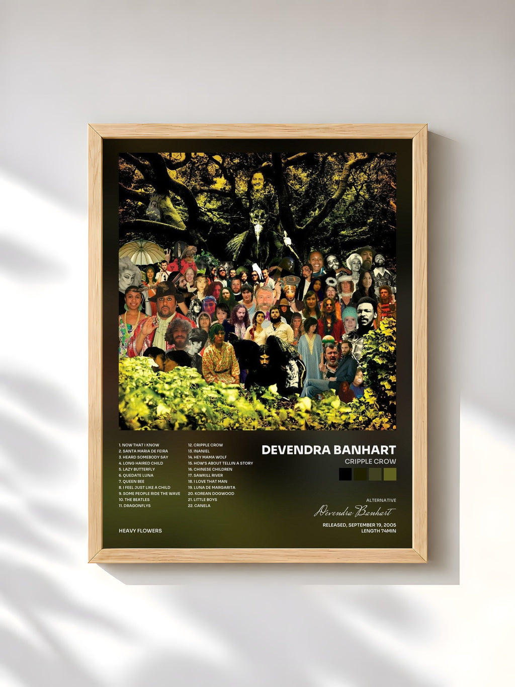 #bois Tableau de l'album Cripple Crow de Devendra Banhart, cadre en bois brut, imprimé et encadré en France