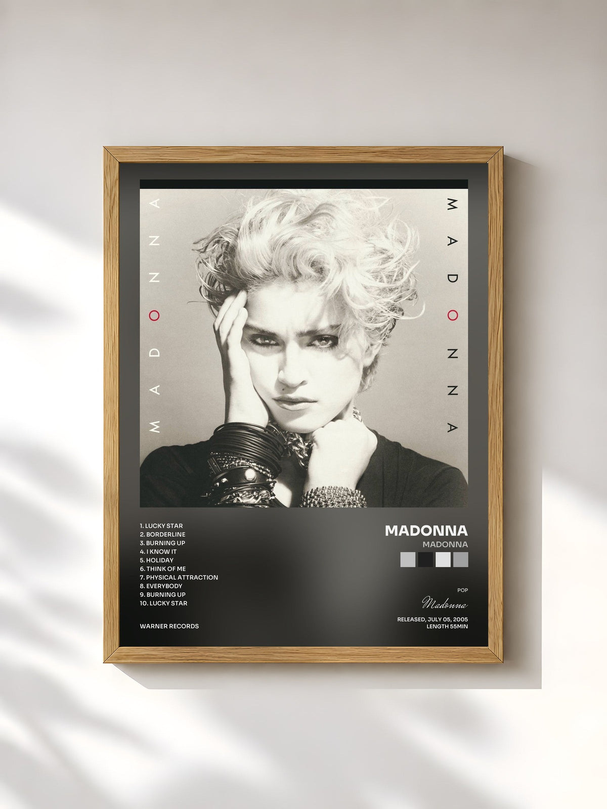#bois Tableau de l'album Madonna de Madonna, cadre en bois brut, imprimé et encadré en France