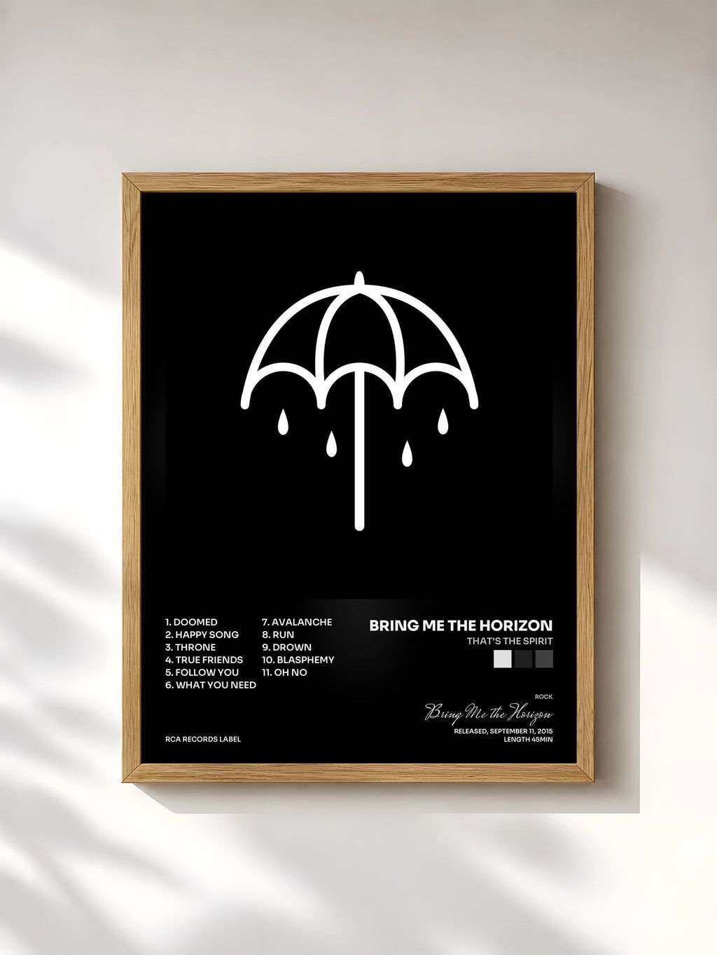 #bois Tableau de l'album That's The Spirit de Bring Me the Horizon, cadre en bois brut, imprimé et encadré en France