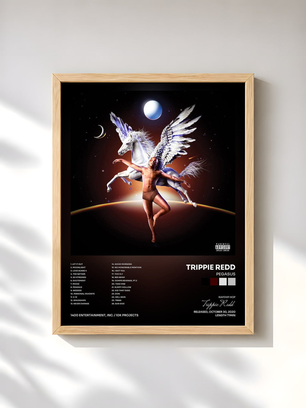 #bois Tableau de l'album Pegasus de Trippie Redd, cadre en bois brut, imprimé et encadré en France