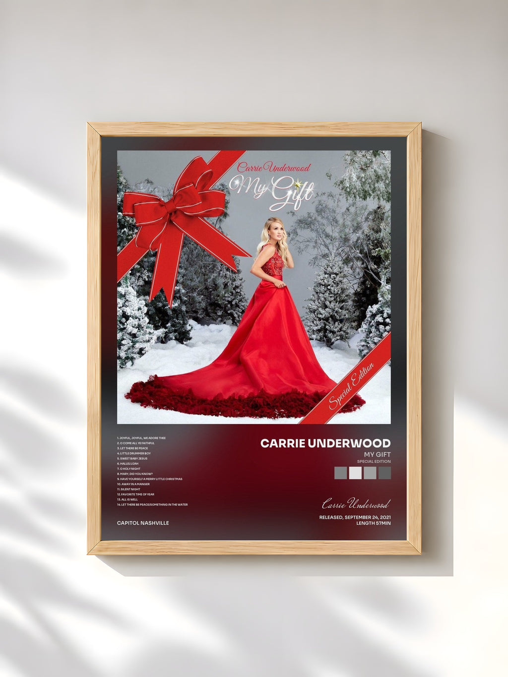 #bois Tableau de l'album My Gift (Special Edition) de Carrie Underwood, cadre en bois brut, imprimé et encadré en France