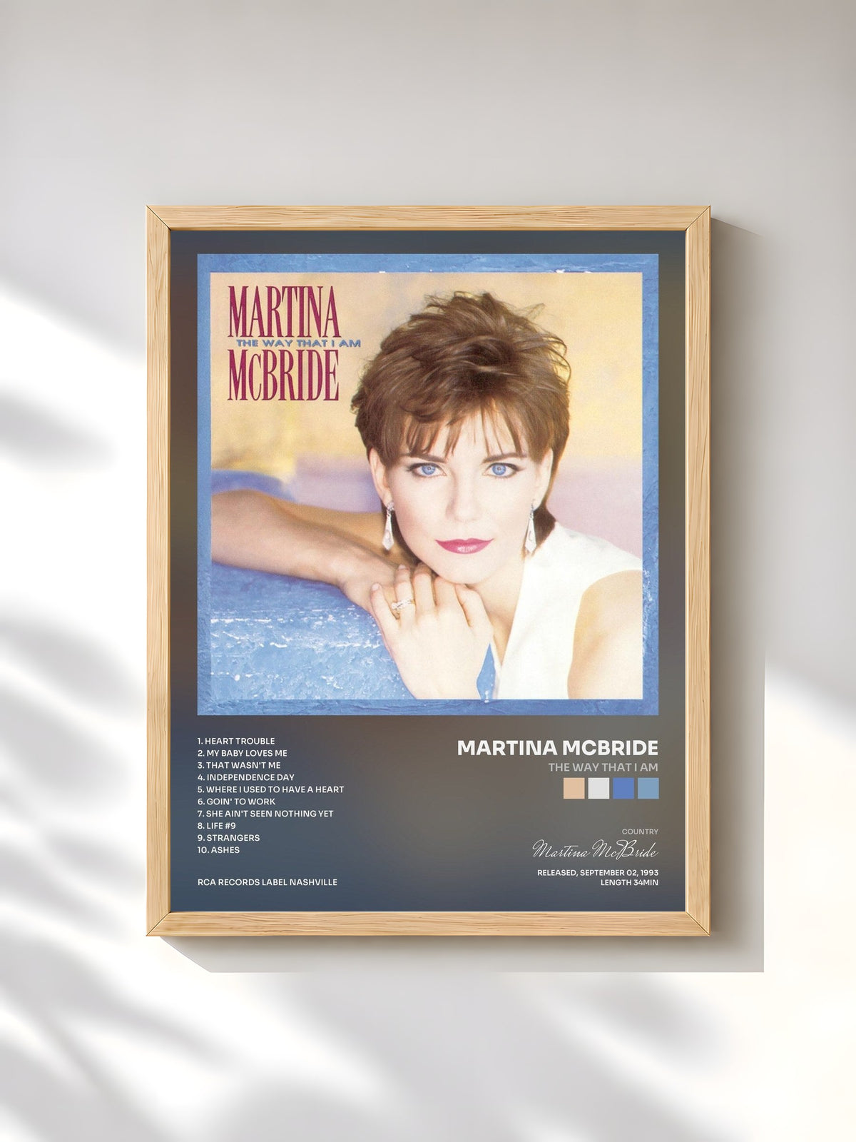 #bois Tableau de l'album The Way That I Am de Martina McBride, cadre en bois brut, imprimé et encadré en France