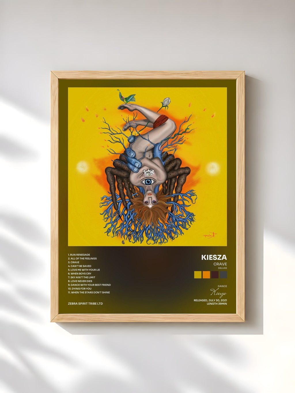 #bois Tableau de l'album Crave (Deluxe) de Kiesza, cadre en bois brut, imprimé et encadré en France