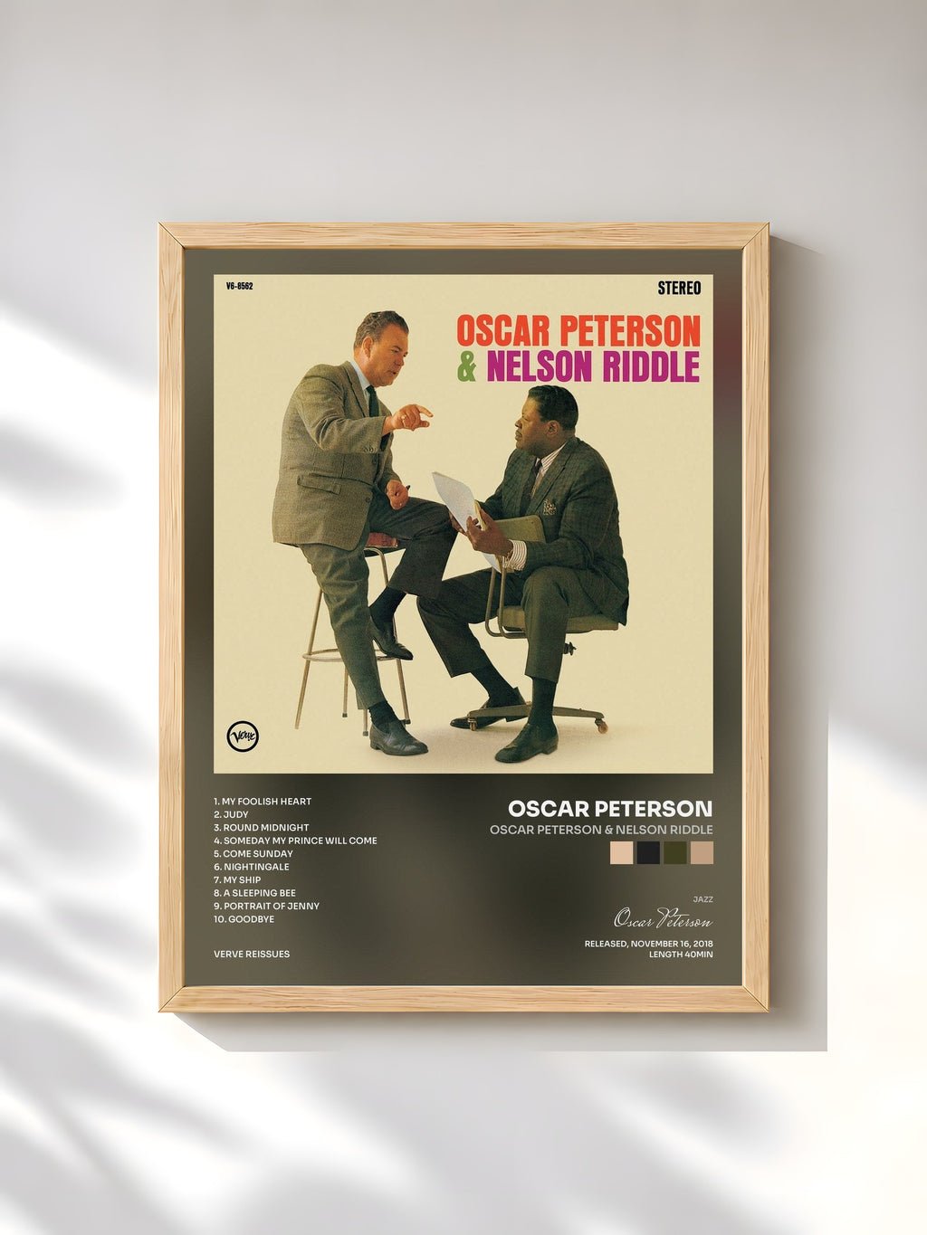 #bois Tableau de l'album Oscar Peterson & Nelson Riddle de Oscar Peterson, cadre en bois brut, imprimé et encadré en France
