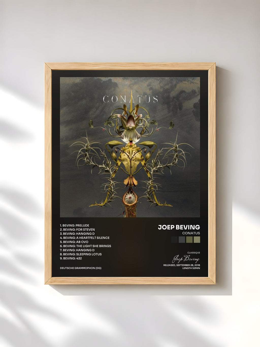 #bois Tableau de l'album Conatus de Joep Beving, cadre en bois brut, imprimé et encadré en France