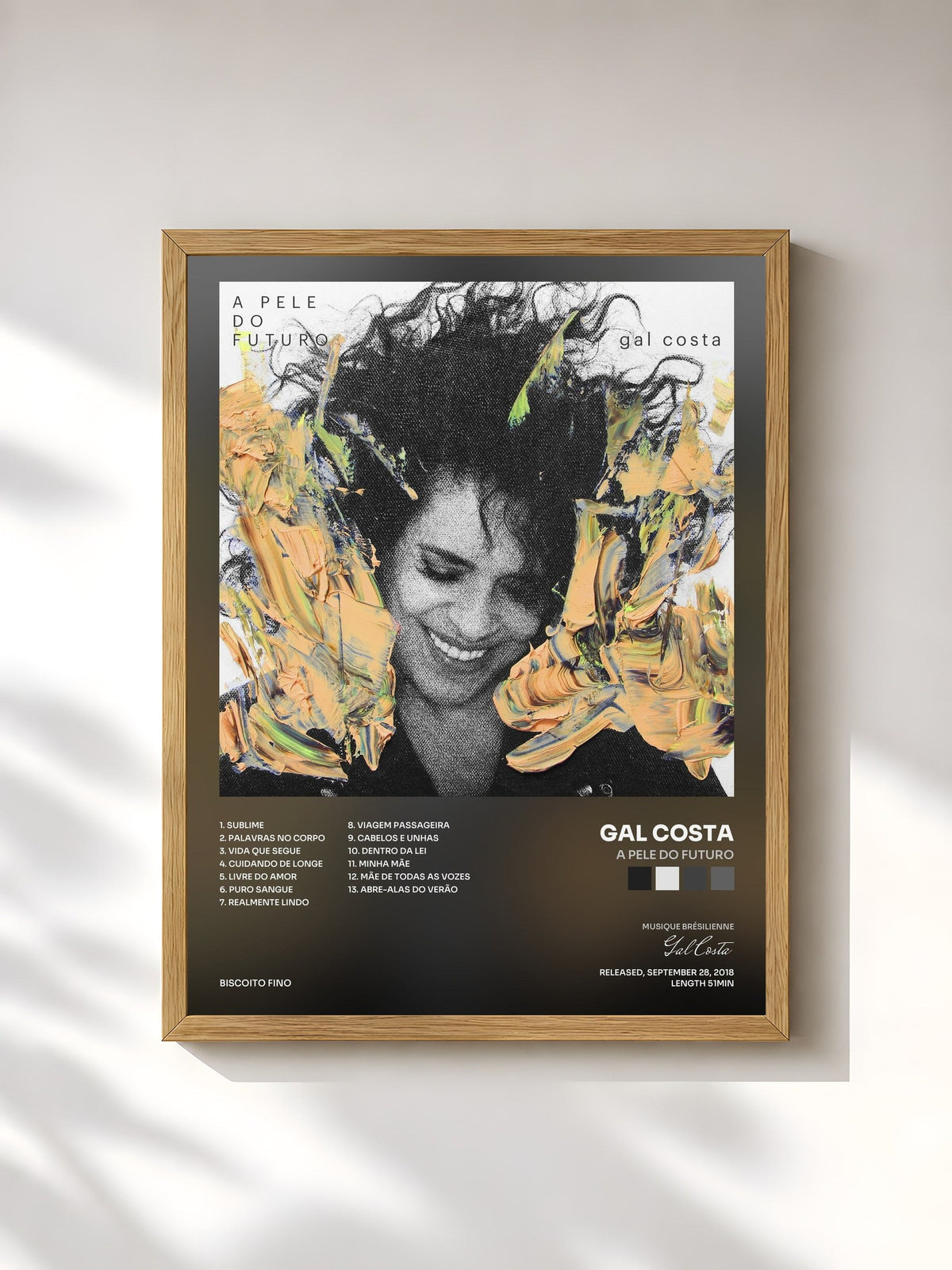 #bois Tableau de l'album A Pele do Futuro de Gal Costa, cadre en bois brut, imprimé et encadré en France